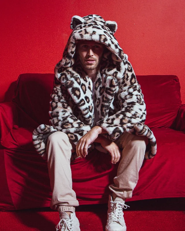 Women's Artificial Fur - Trimmed Raincoats​ Classic Men's Long Faux Fur Coat | Arabian Leopard