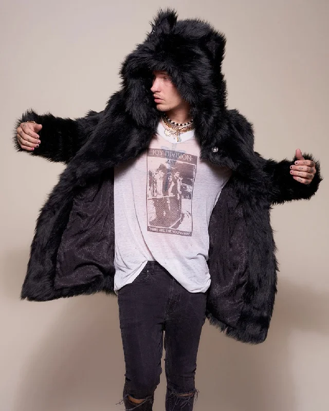 Women's Artificial Fur - Trimmed Flats​ Classic Men's Faux Fur Coat | Black Wolf