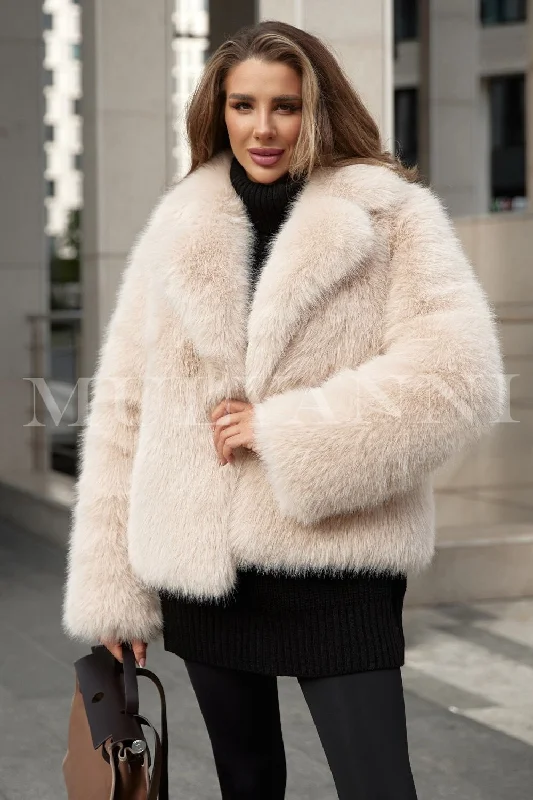  EBBA Nude Faux Fur Coat