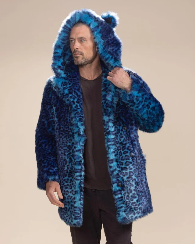 Women's Artificial Fur - Trimmed Hair Clips Classic Men's Faux Fur Coat | Electric Blue Lynx Women's Artificial Fur - Trimmed Hair Clips Classic Men's Faux Fur Coat | Electric Blue Lynx
