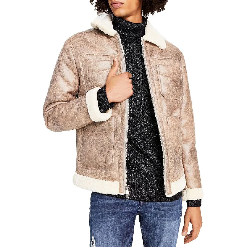 Women's Artificial Fur - Trimmed Hat Pins INC Mens Flynn Faux Leather Fleece Lined Faux Fur Coat Women's Artificial Fur - Trimmed Hat Pins INC Mens Flynn Faux Leather Fleece Lined Faux Fur Coat