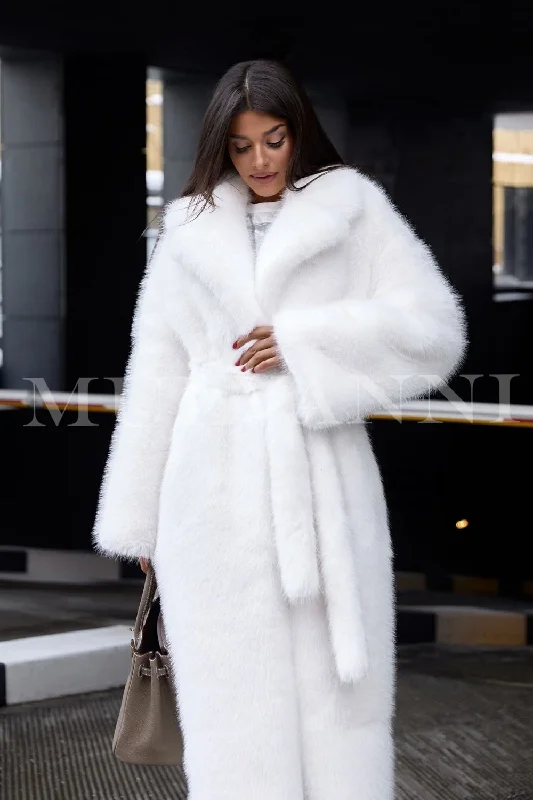  NOVA Luxury White Faux Fur Coat
