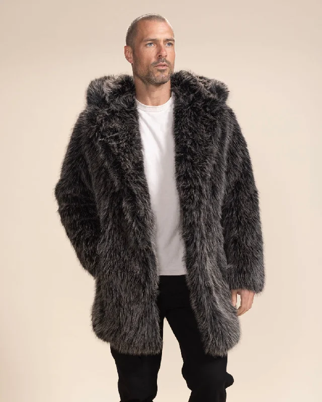 Women's Artificial Fur - Trimmed Barrettes Hooded Men's Faux Fur Coat | Mackenzie River Wolf Women's Artificial Fur - Trimmed Barrettes Hooded Men's Faux Fur Coat | Mackenzie River Wolf