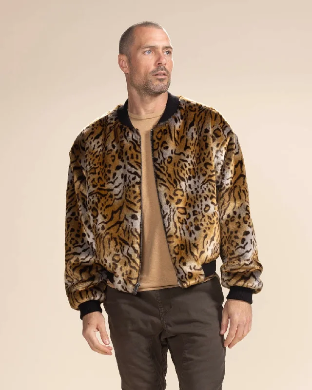 Women's Artificial Fur - Trimmed Belt Buckles Men's Faux Fur Jacket | Margay Wild Cat Women's Artificial Fur - Trimmed Belt Buckles Men's Faux Fur Jacket | Margay Wild Cat