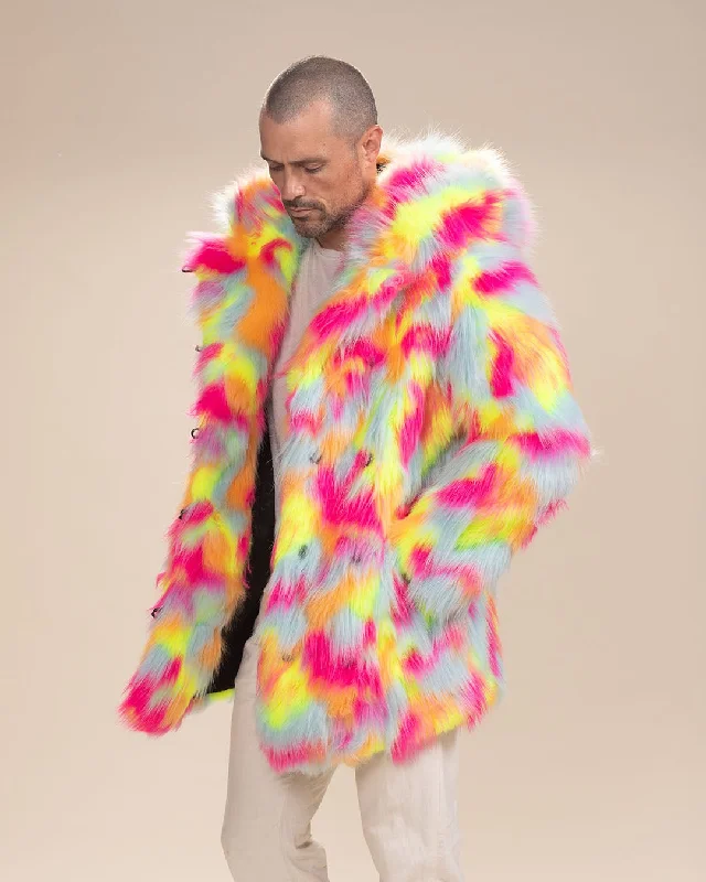 Women's Artificial Fur - Trimmed Passport Covers Hooded Men's Faux Fur Coat | Neon Calico Cat Women's Artificial Fur - Trimmed Passport Covers Hooded Men's Faux Fur Coat | Neon Calico Cat