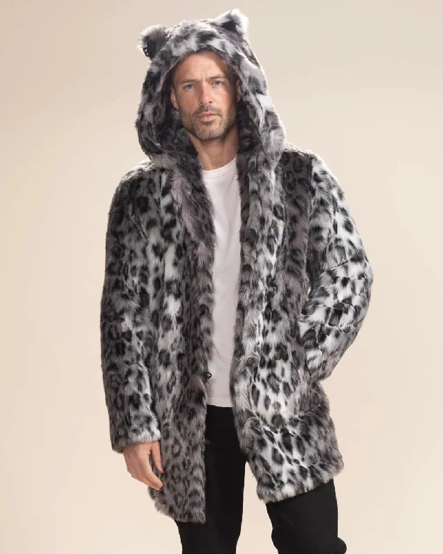 Women's Artificial Fur - Trimmed Luggage Tags Classic Men's Faux Fur Coat | Snow Leopard Women's Artificial Fur - Trimmed Luggage Tags Classic Men's Faux Fur Coat | Snow Leopard