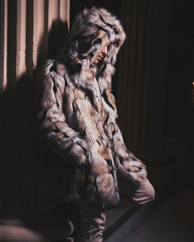 Women's Artificial Fur - Trimmed Clogs​ Hooded Men's Faux Fur Coat  | Wolverine