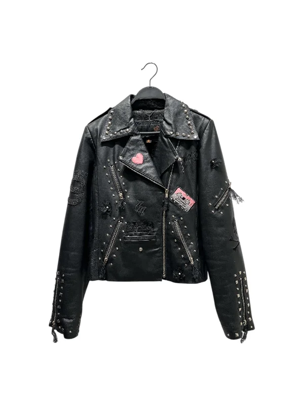Women's leather peplum jackets for a feminine touch ROCAWEAR/Leather Jkt/M/All Over Print/Leather/BLK/ Women's leather peplum jackets for a feminine touch ROCAWEAR/Leather Jkt/M/All Over Print/Leather/BLK/