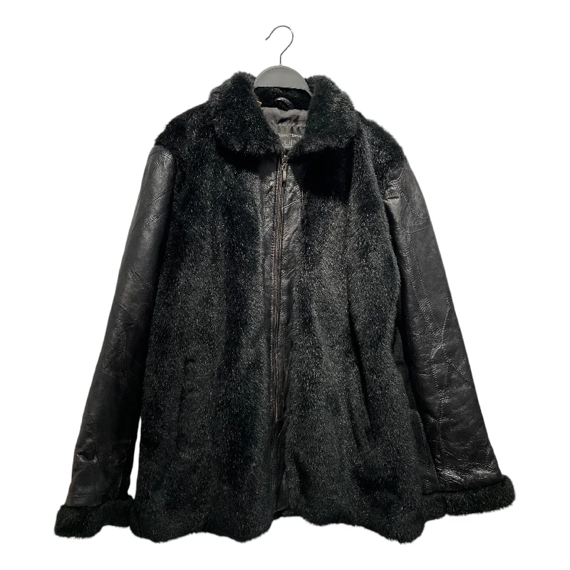 Women's leather leather mules with a leather upper Vintage/Leather Jkt/Fake Fur/BLK/ Women's leather leather mules with a leather upper Vintage/Leather Jkt/Fake Fur/BLK/