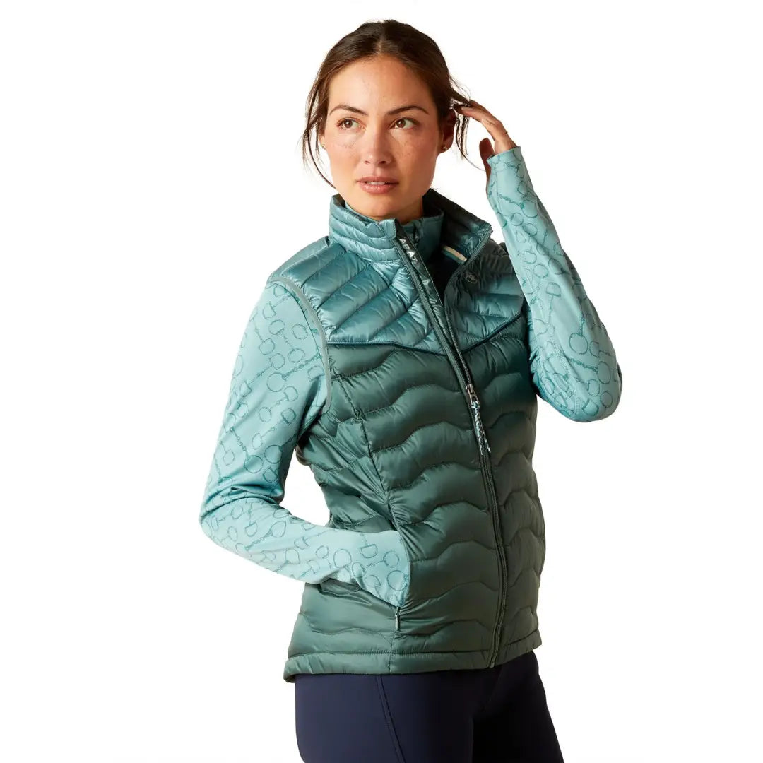 Oversized Checkered Women's Wool Waistcoat in Gray for a Casual and Stylish Look Ariat Ideal Down Gilet