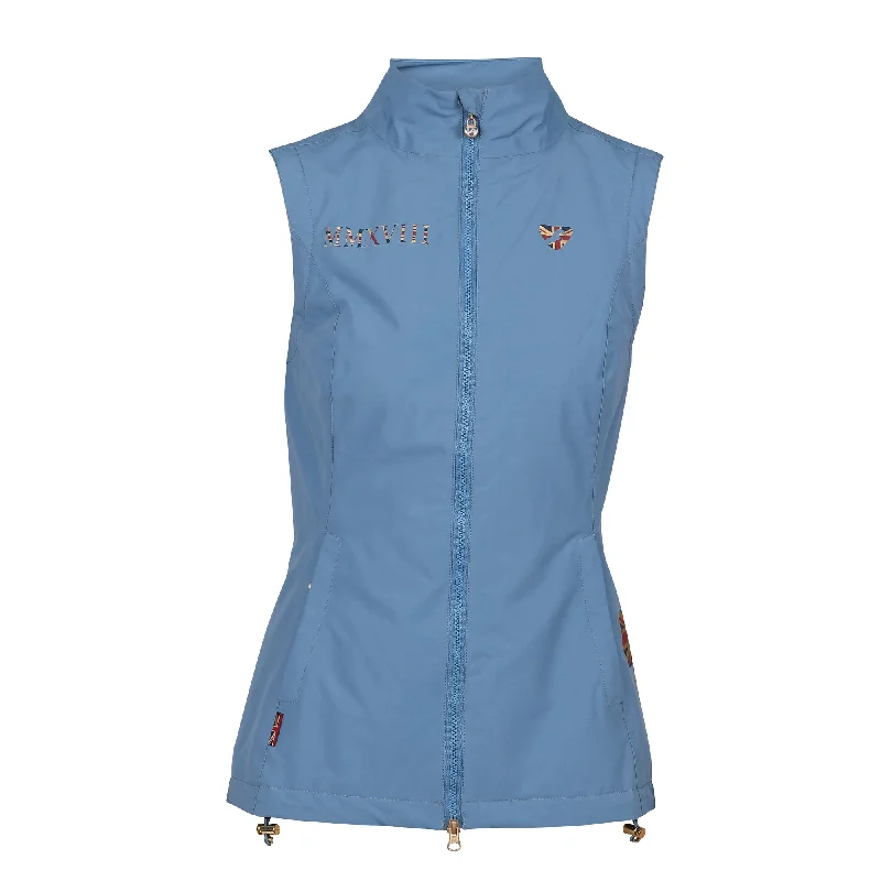 Longline Women's Denim Waistcoat in Light Blue with Distressed Details for a Casual and Trendy Outfit Aubrion Ladies Team Gilet Longline Women's Denim Waistcoat in Light Blue with Distressed Details for a Casual and Trendy Outfit Aubrion Ladies Team Gilet