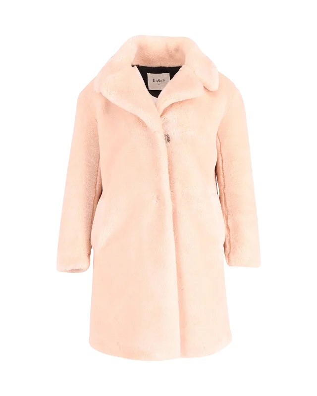 Women's Artificial Fur - Trimmed Sleepwear​ Ba&Sh Faux Fur Coat in Blush Pink Polyester