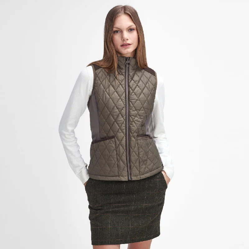 Plus Size Women's Mock - Fur - Trimmed Waistcoat in Cream for a Luxurious and Warm Winter Look Barbour Ladies High Field Gilet