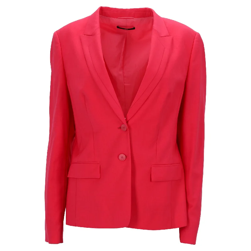 Plus Size Women's Cropped Velvet Blazers in Burgundy for a Night Out Boss Blazer in Pink Wool