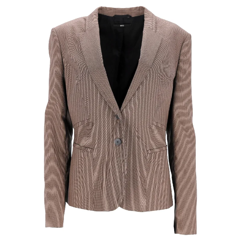 Single - Breasted Women's Tweed Blazers with Gold Buttons for a Classic Look Boss Jirella Blazer in Brown Linen