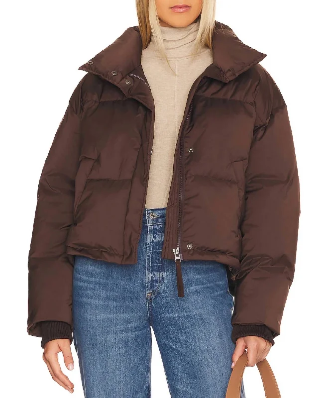fleece - lined down coat for extra warmth​ Daniella Puffer Jacket In Chocolate