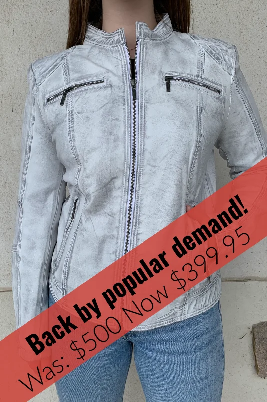 Women's leather leather skirt sets with tops David Moore Distress Denim Leather