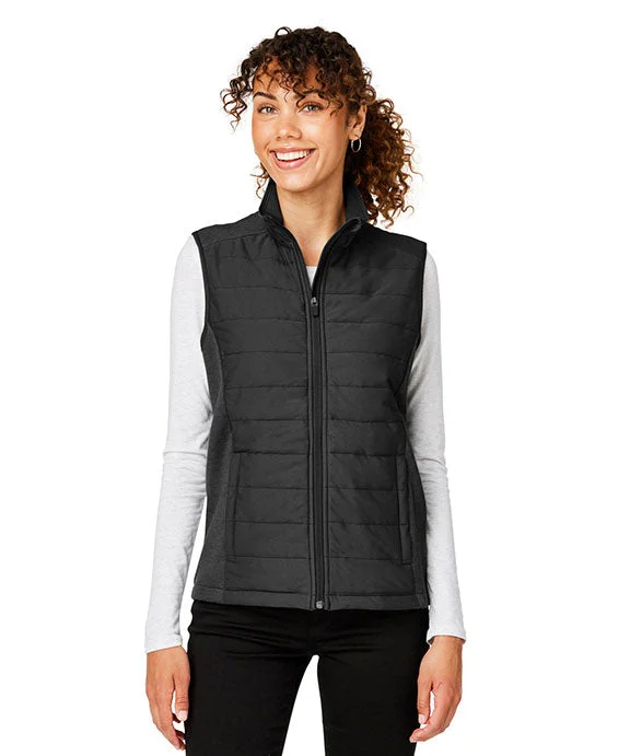 Ruffled Hem Women's Silk Waistcoat in Yellow for a Feminine and Chic Summer Look DG706W - Devon & Jones New Classics® Ladies Charleston Hybrid Vest | Black Melange/Black Ruffled Hem Women's Silk Waistcoat in Yellow for a Feminine and Chic Summer Look DG706W - Devon & Jones New Classics® Ladies Charleston Hybrid Vest | Black Melange/Black