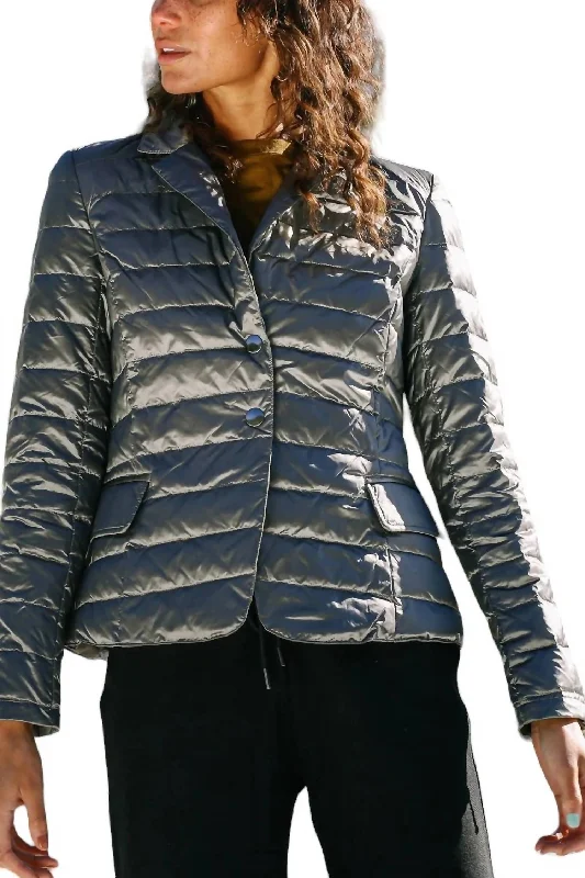 Down Blazer Jacket In Antique Silver
