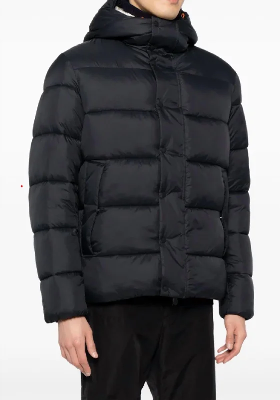 slim - fit down coat for men​ Hemer Heavy Warm Hooded Puffer Jacket In Black