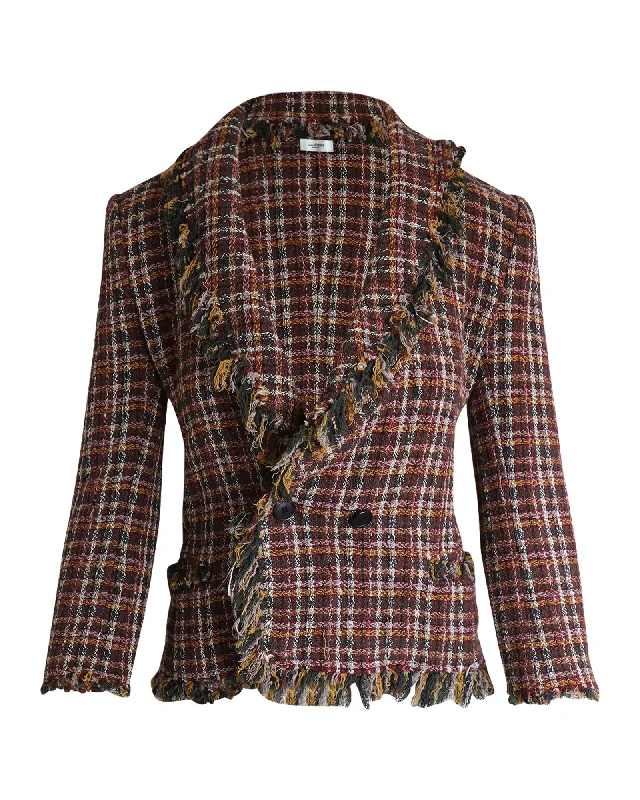 Plus Size Women's Double - Breasted Wool Blazers for Winter Office Wear Isabel Marant Etoile Nicole Checked Tweed Double Breasted Blazer in Multicolor Cotton Plus Size Women's Double - Breasted Wool Blazers for Winter Office Wear Isabel Marant Etoile Nicole Checked Tweed Double Breasted Blazer in Multicolor Cotton