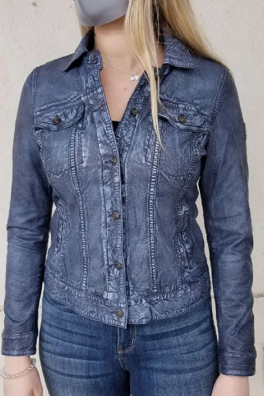 Women's leather mini leather skirts with a scalloped edge Jessie Jacket