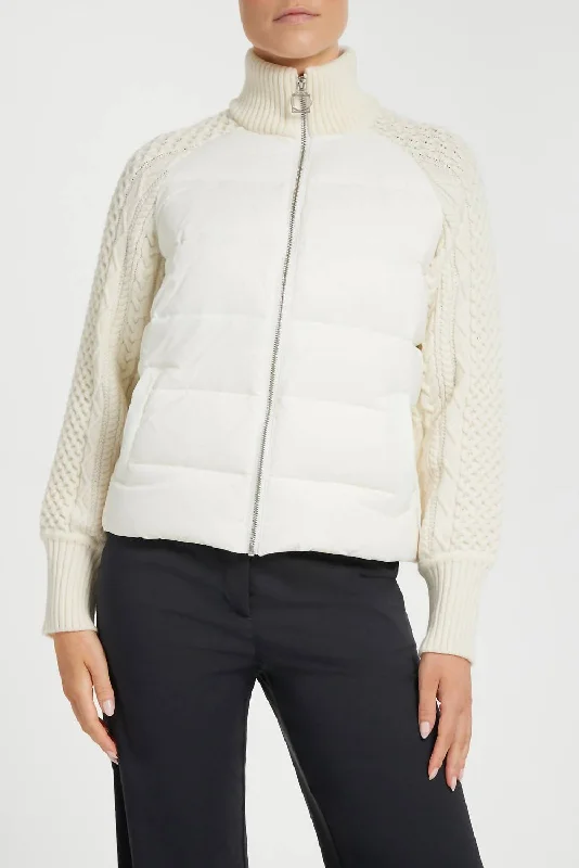 hooded down coat for winter commuting​ Kit Puffer Jacket In Ivory