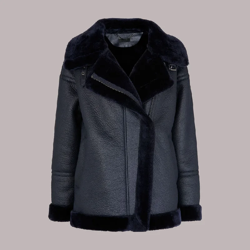  LAUREN FAUX FUR SHEARLING BIKER JACKET