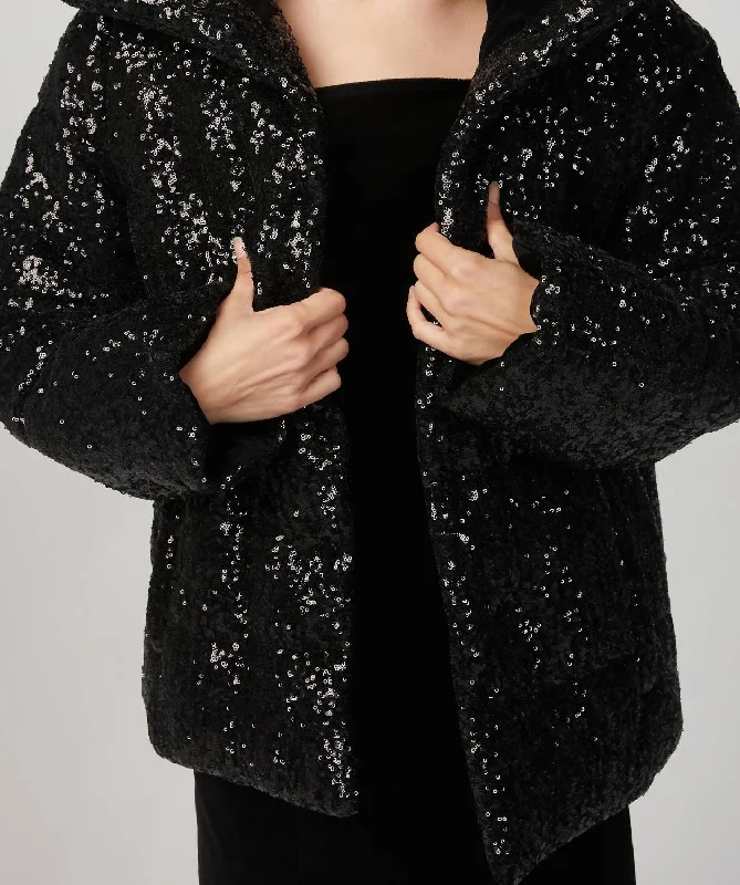 packable down coat for travel​ Lora Puffer Jacket In Black