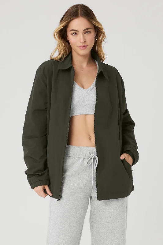 Water - resistant women's trench coats with adjustable cuffs for rainy days Torrent Overshirt - Stealth Green Water - resistant women's trench coats with adjustable cuffs for rainy days Torrent Overshirt - Stealth Green