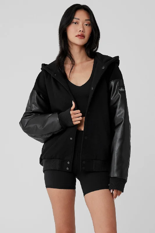 Embroidered women's cotton coats in a bohemian pattern for a unique design Select Hooded Bomber Jacket - Black Embroidered women's cotton coats in a bohemian pattern for a unique design Select Hooded Bomber Jacket - Black