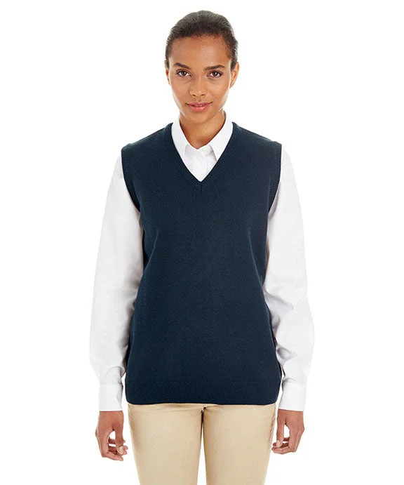 Thermal - Lined Women's Fleece Waistcoat in Charcoal for Outdoor Activities in Cold Weather M415W - Harriton Ladies Pilbloc™ V-Neck Sweater Vest | Dark Navy Thermal - Lined Women's Fleece Waistcoat in Charcoal for Outdoor Activities in Cold Weather M415W - Harriton Ladies Pilbloc™ V-Neck Sweater Vest | Dark Navy