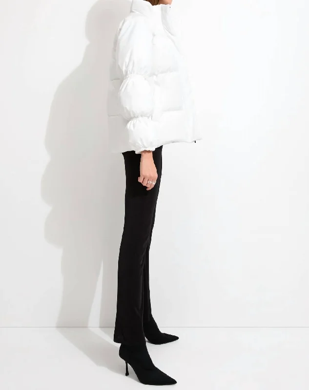down coat for outdoor concerts in winter​ Mariposa Puffer Jacket In White