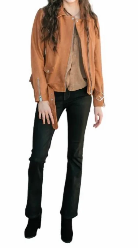 Women's leather cropped jackets for a trendy outfit Mayfair Leather Biker Jacket In Camel Women's leather cropped jackets for a trendy outfit Mayfair Leather Biker Jacket In Camel