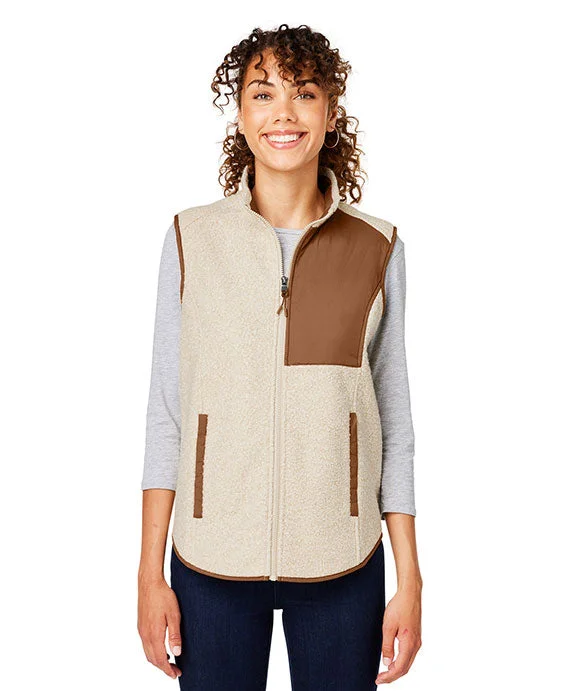 Plus Size Women's Open - Front Knitted Waistcoat in Burgundy for a Cozy and Flattering Layer NE714W - North End Ladies Aura Sweater Fleece Vest | Oatmeal Heather/Teak Plus Size Women's Open - Front Knitted Waistcoat in Burgundy for a Cozy and Flattering Layer NE714W - North End Ladies Aura Sweater Fleece Vest | Oatmeal Heather/Teak