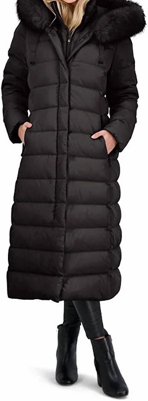 down coat for beach vacations in cold evenings​ Nelly Maxi Puffer Coat In Black