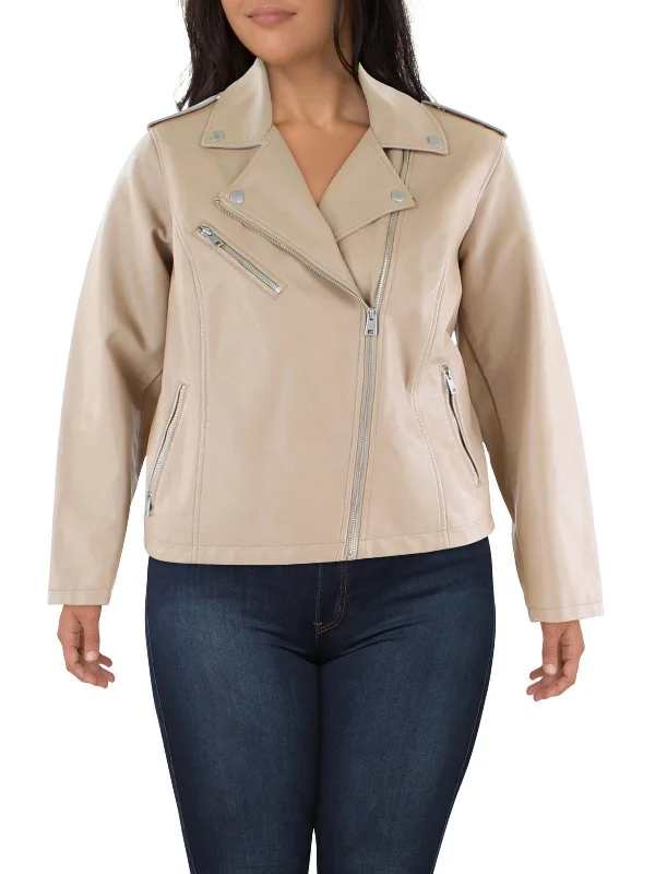 Women's leather military - style jackets with epaulets Plus Womens Faux Leather Moto Leather Jacket Women's leather military - style jackets with epaulets Plus Womens Faux Leather Moto Leather Jacket