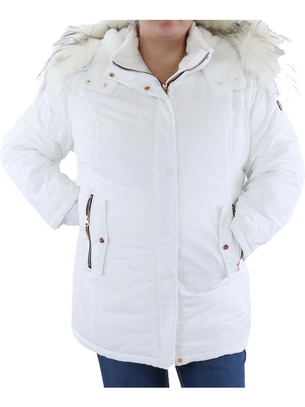 Women's Artificial Fur - Trimmed Snow Boots​ Plus Womens Insulated Faux Fur Hood Anorak Jacket