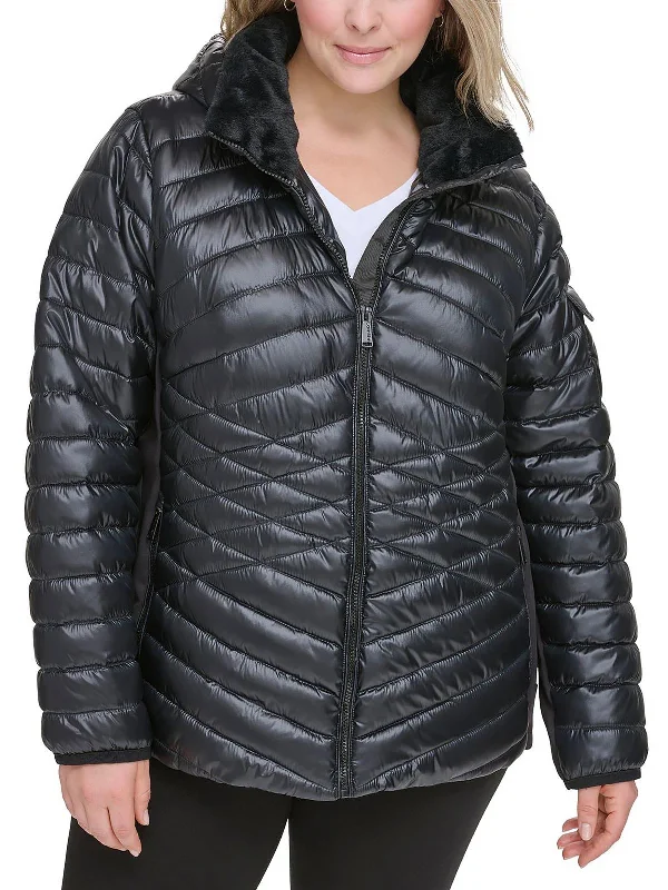 men's lightweight down coat for outdoor activities​ Plus Womens Puffer Hooded Quilted Coat