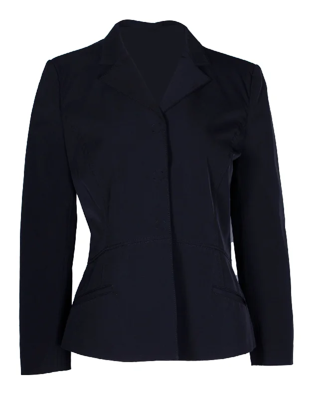 Women's Notched Lapel Blazers in Beige for a Timeless Outfit Prada Single-Breasted Blazer in Black Polyester Women's Notched Lapel Blazers in Beige for a Timeless Outfit Prada Single-Breasted Blazer in Black Polyester