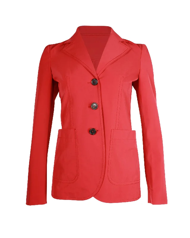 Double - Breasted Women's Polyester Blazers in Bright Colors for a Fun Style Prada Single Breasted Blazer in Red Polyester Double - Breasted Women's Polyester Blazers in Bright Colors for a Fun Style Prada Single Breasted Blazer in Red Polyester