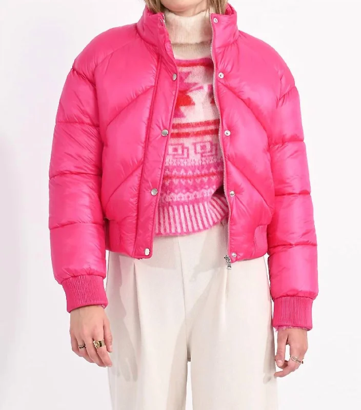 men's lightweight down coat for outdoor activities​ Puffer Jacket In Fuchsia Pink
