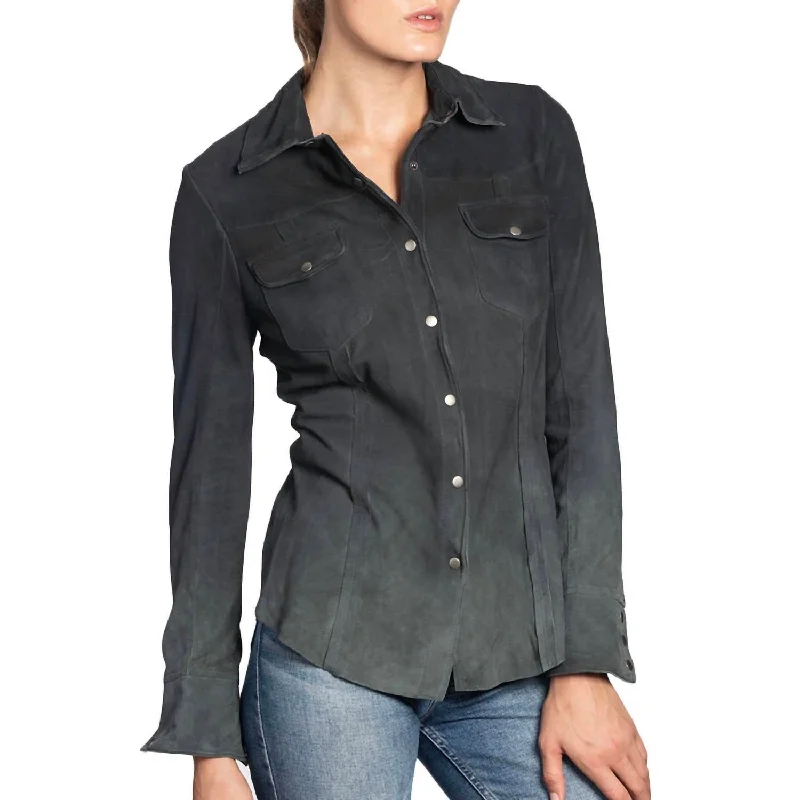 luxury down coat with high - quality down fill​ Robin Tie Dye Button Down Jacket In Black/grey