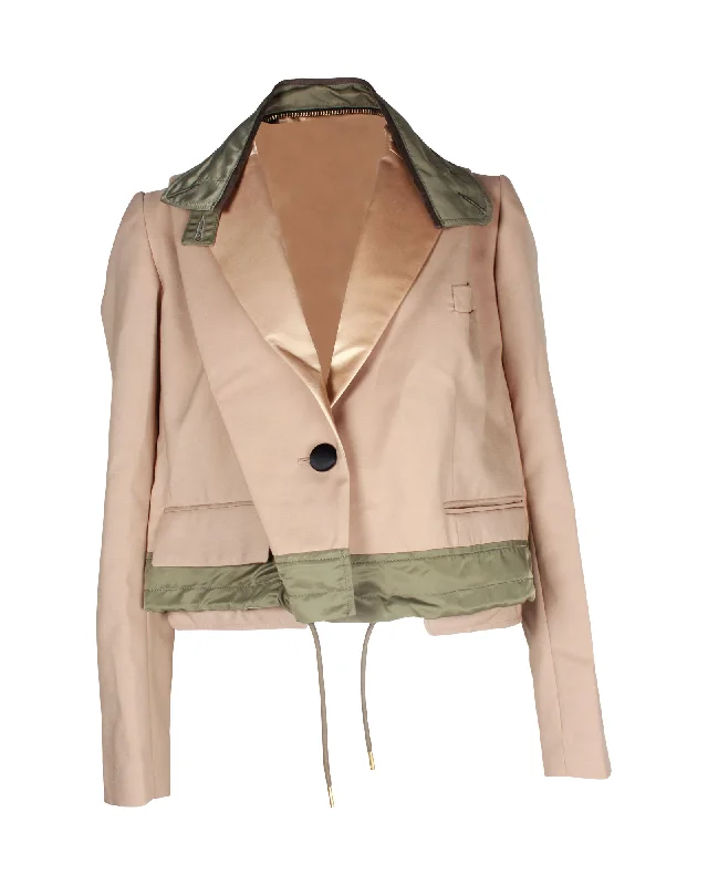 Plus Size Women's Ruffled Blazers in Pink for a Girly and Fashionable Look Sacai Cropped Blazer Jacket in Beige Polyester Plus Size Women's Ruffled Blazers in Pink for a Girly and Fashionable Look Sacai Cropped Blazer Jacket in Beige Polyester