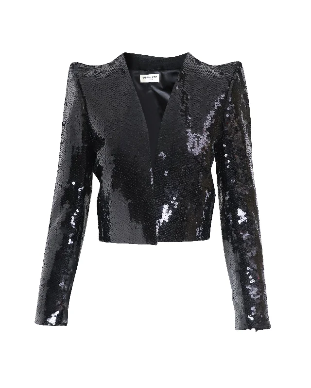 Women's Longline Linen Blazers in Pastel Colors for Summer Events Saint Laurent Sequin Blazer Jacket in Black Polyester Women's Longline Linen Blazers in Pastel Colors for Summer Events Saint Laurent Sequin Blazer Jacket in Black Polyester