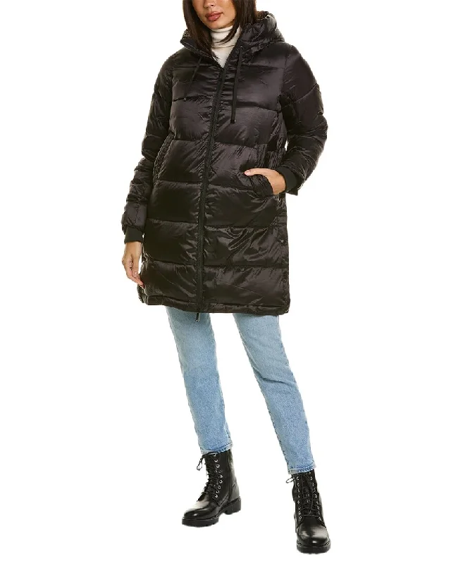 down coat for winter hikers with back support Sam Edelman Hooded Funnel Collar Puffer Coat down coat for winter hikers with back support Sam Edelman Hooded Funnel Collar Puffer Coat