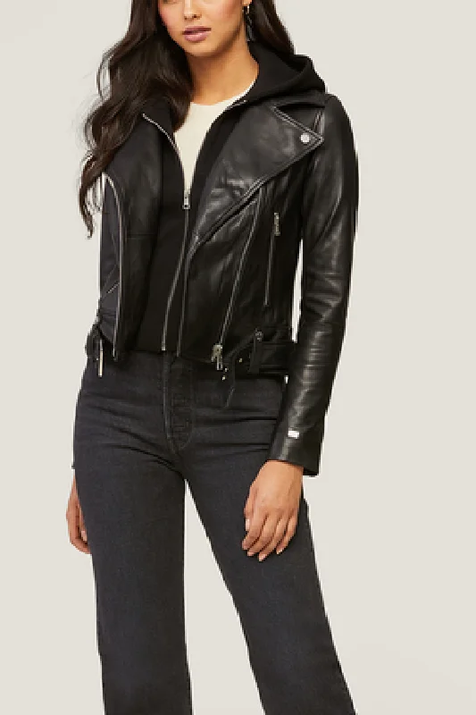 Women's leather leather fit - and - flare dresses Elisha Moto Jacket