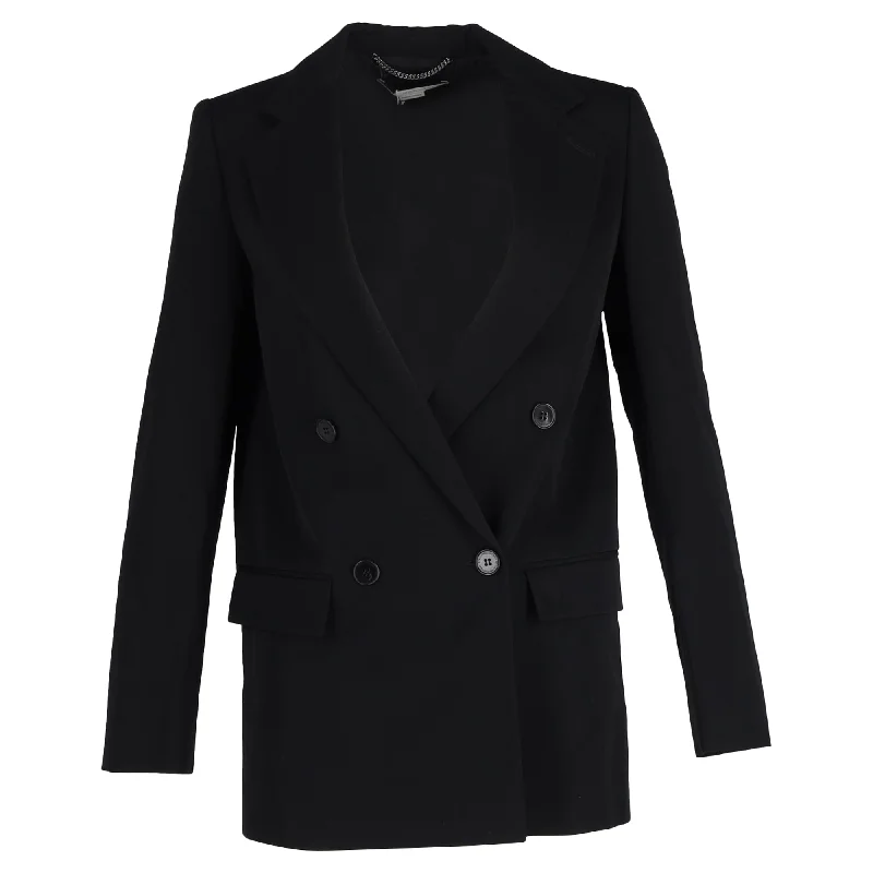 Plus Size Women's Sequin - Embellished Blazers in Silver for a Glamorous Party Stella McCartney Double-Breasted Blazer in Black Wool Plus Size Women's Sequin - Embellished Blazers in Silver for a Glamorous Party Stella McCartney Double-Breasted Blazer in Black Wool