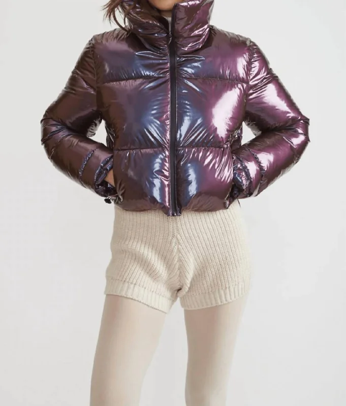 down coat with reflective strips for safety​ Summerside Puffer In Purple