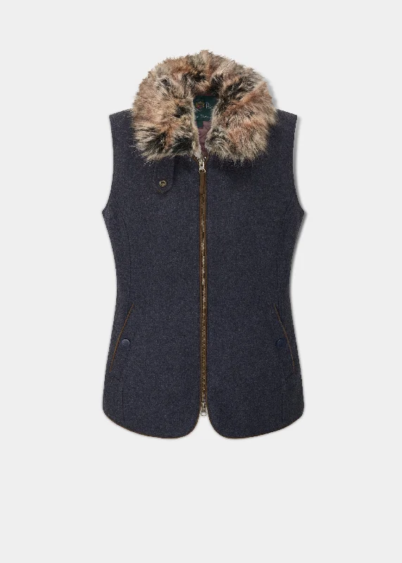 Plus Size Women's Quilted Puffer Waistcoat in Navy for Warmth and Fashion in Winter Surrey Ladies Tweed Gilet In Blue Plus Size Women's Quilted Puffer Waistcoat in Navy for Warmth and Fashion in Winter Surrey Ladies Tweed Gilet In Blue